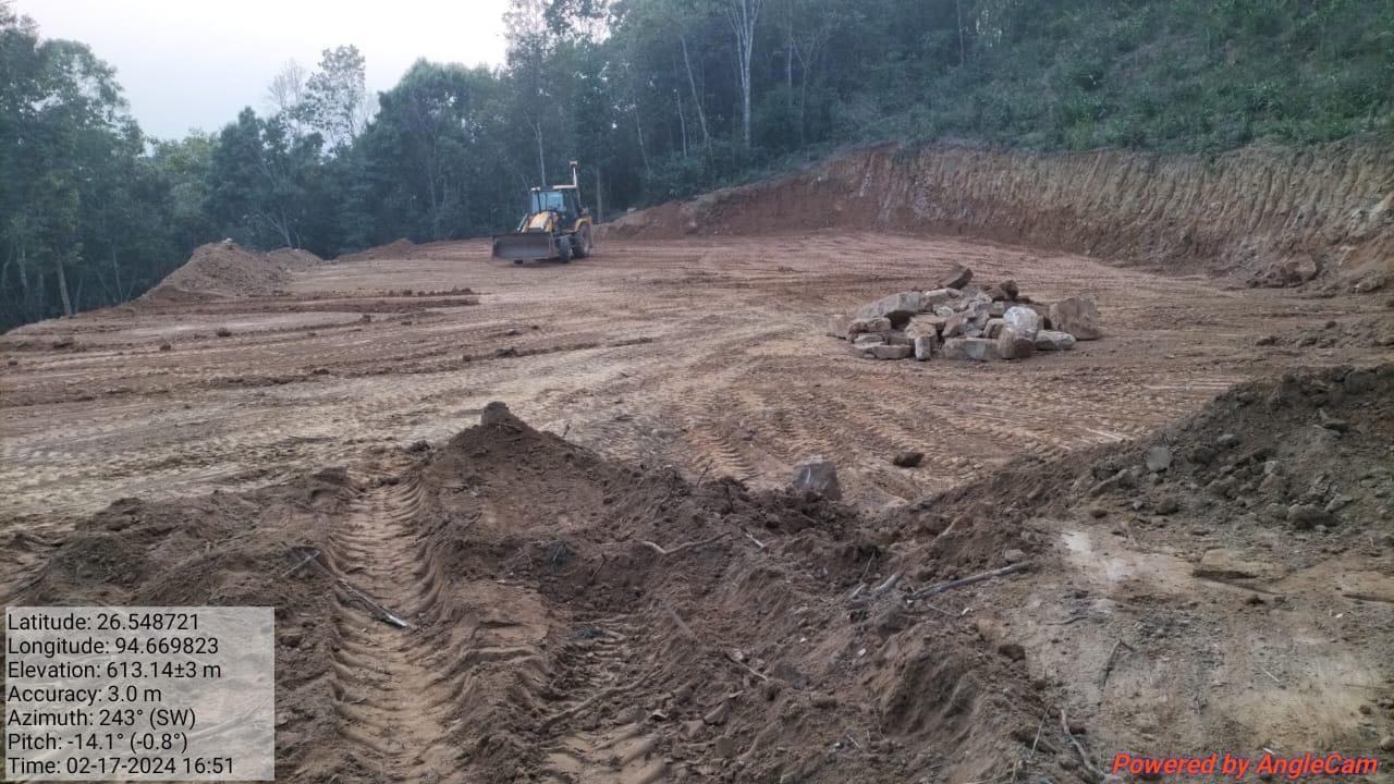 Site Development works in progress for laying the plan of the Multipurpose hall