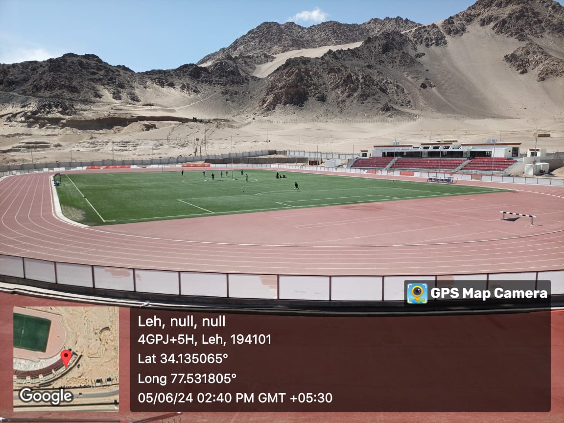 Laying of Synthetic Athletic Track and Astro Turf for football in open stadium at District Leh